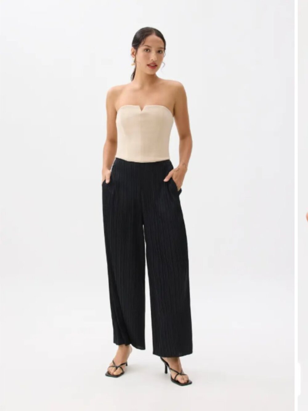 BNWT Love Bonito Leggy™ Anh Plissé Wide Leg Pleated Pants in Black